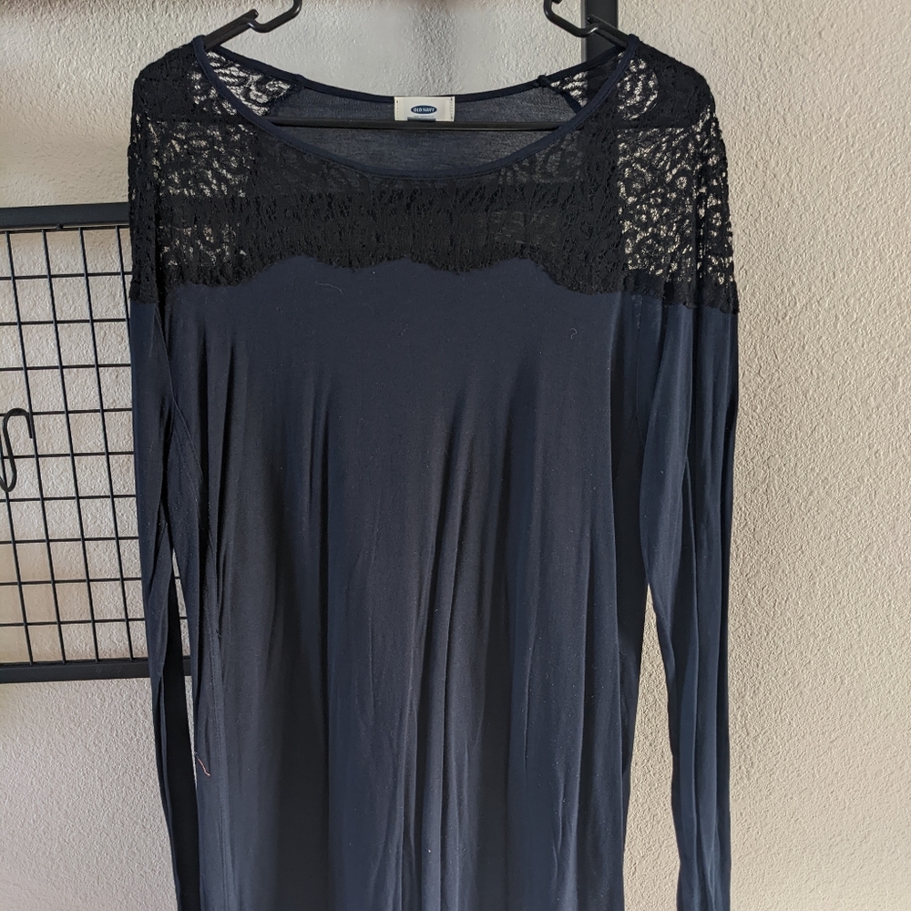 Old Navy Dark Blue Tunic with Lace detail Large
